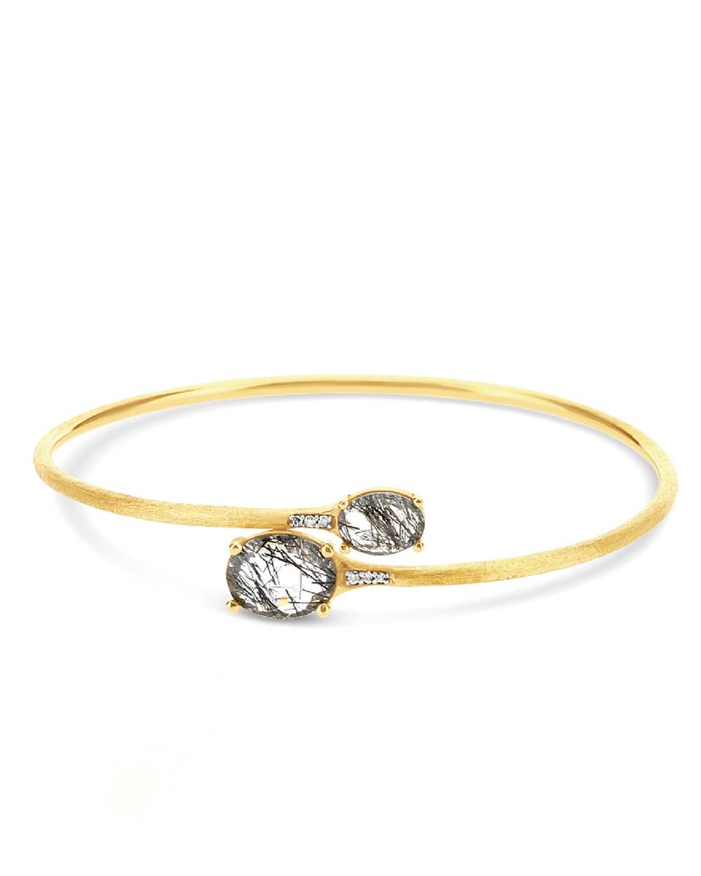 Nanis Bracciale a schiava "IPANEMA" in oro, quarzo rutilato grigio e diamant – Nanis Italian Jewels Italy
