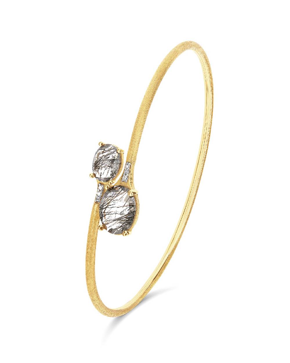 Nanis Bracciale a schiava "IPANEMA" in oro, quarzo rutilato grigio e diamant – Nanis Italian Jewels Italy