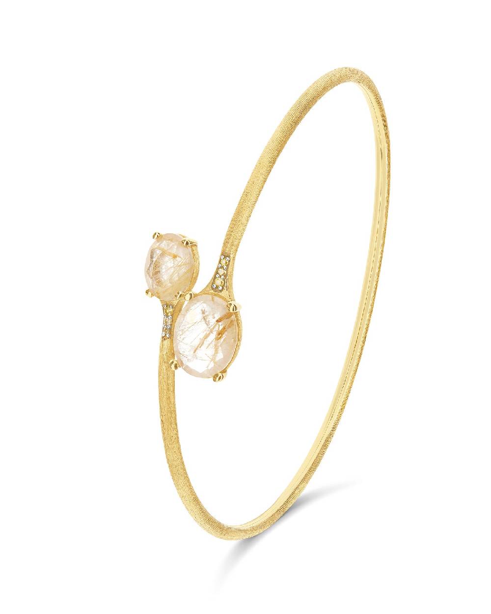 Nanis Bracciale a schiava "IPANEMA" in oro, quarzo rutilato giallo e diamant – Nanis Italian Jewels Qualità