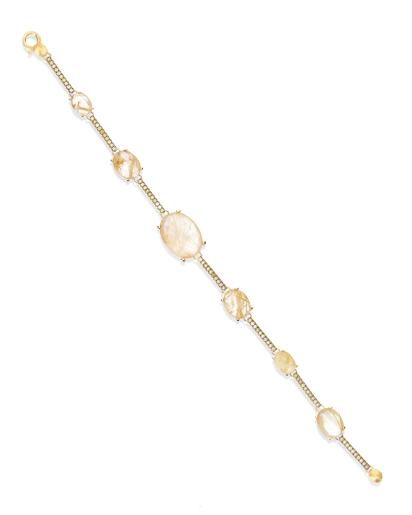 Nanis Bracciale "ARIA" in oro, quarzo rutilato giallo e barrette di diamanti – Nanis Italian Jewels Vendita