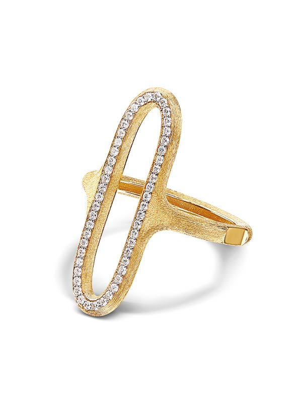 Nanis Anello "LIBERA" con elemento ovale in oro e diamanti (grande) – Nanis Italian Jewels Prezzo Ridotto