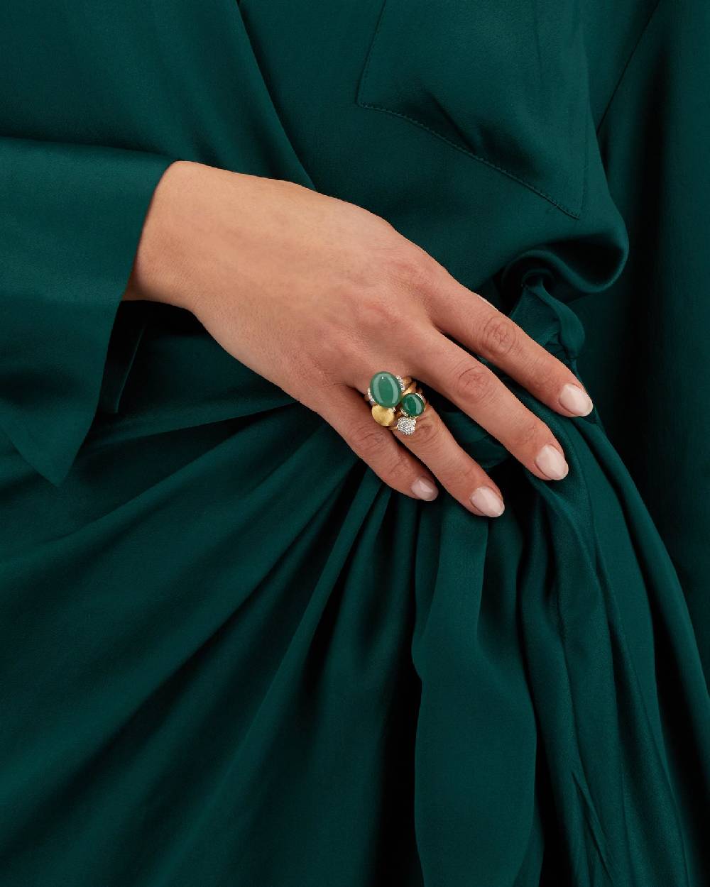 Nanis Anello "AMAZZONIA" in oro, diamanti e avventurina verde (piccolo) – Nanis Italian Jewels Prezzo di fabbrica