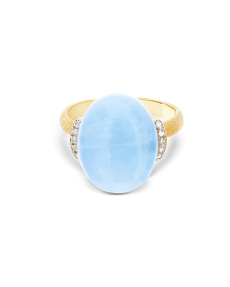 Nanis Anello "AZURE" in oro, diamanti e acquamarina milk (grande) – Nanis Italian Jewels Offerta speciale