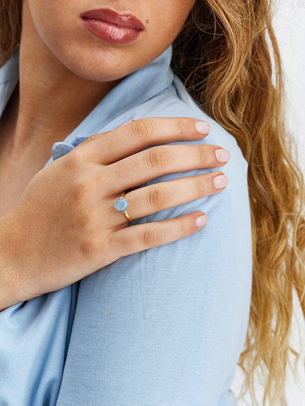 Nanis Anello "AZURE" in oro, diamanti e acquamarina milk (medio) – Nanis Italian Jewels Comprare a buon mercato