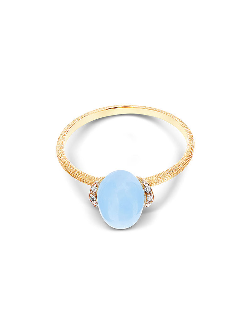 Nanis Anello "DANCING AZURE" con boule in oro, diamanti e acquamarina (picco – Nanis Italian Jewels Grande vendita