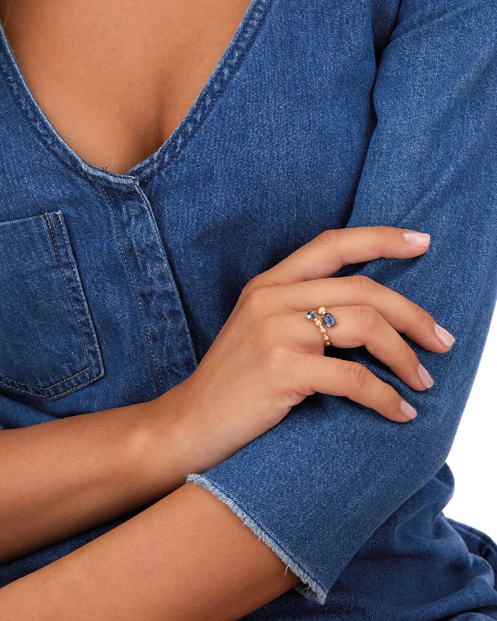Nanis Anello contrariè "DANCING AZURE" con boules in oro, diamanti e topazio – Nanis Italian Jewels Offerta per la Festa della Mamma