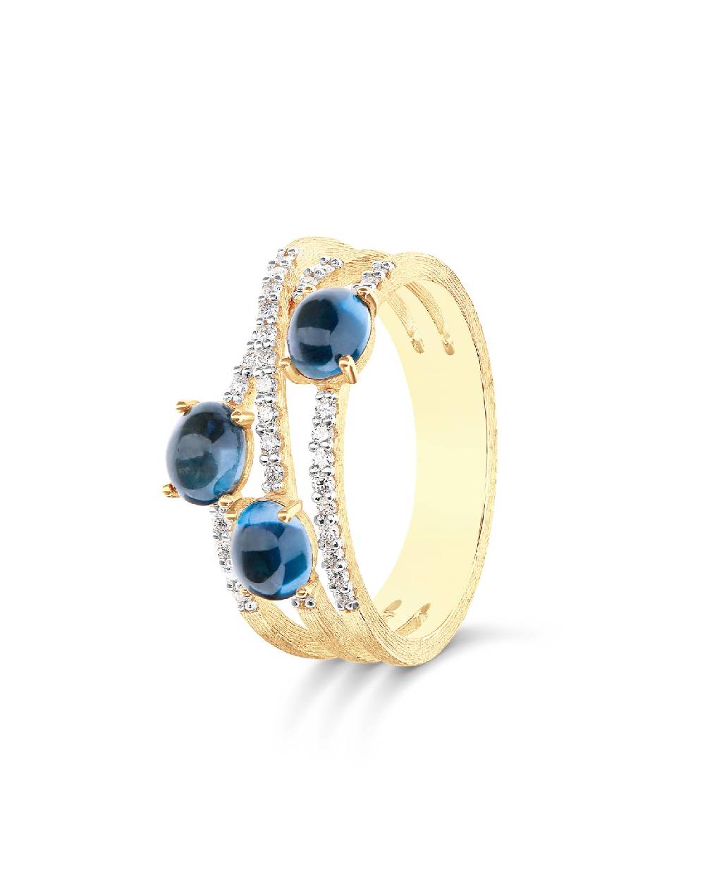 Nanis Anello "DANCING AZURE" a tripla fascia incrociata in oro, diamanti e t – Nanis Italian Jewels Offerta Giorno del Papà