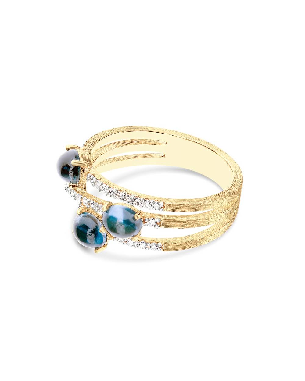 Nanis Anello "DANCING AZURE" a tripla fascia incrociata in oro, diamanti e t – Nanis Italian Jewels Offerta Giorno del Papà