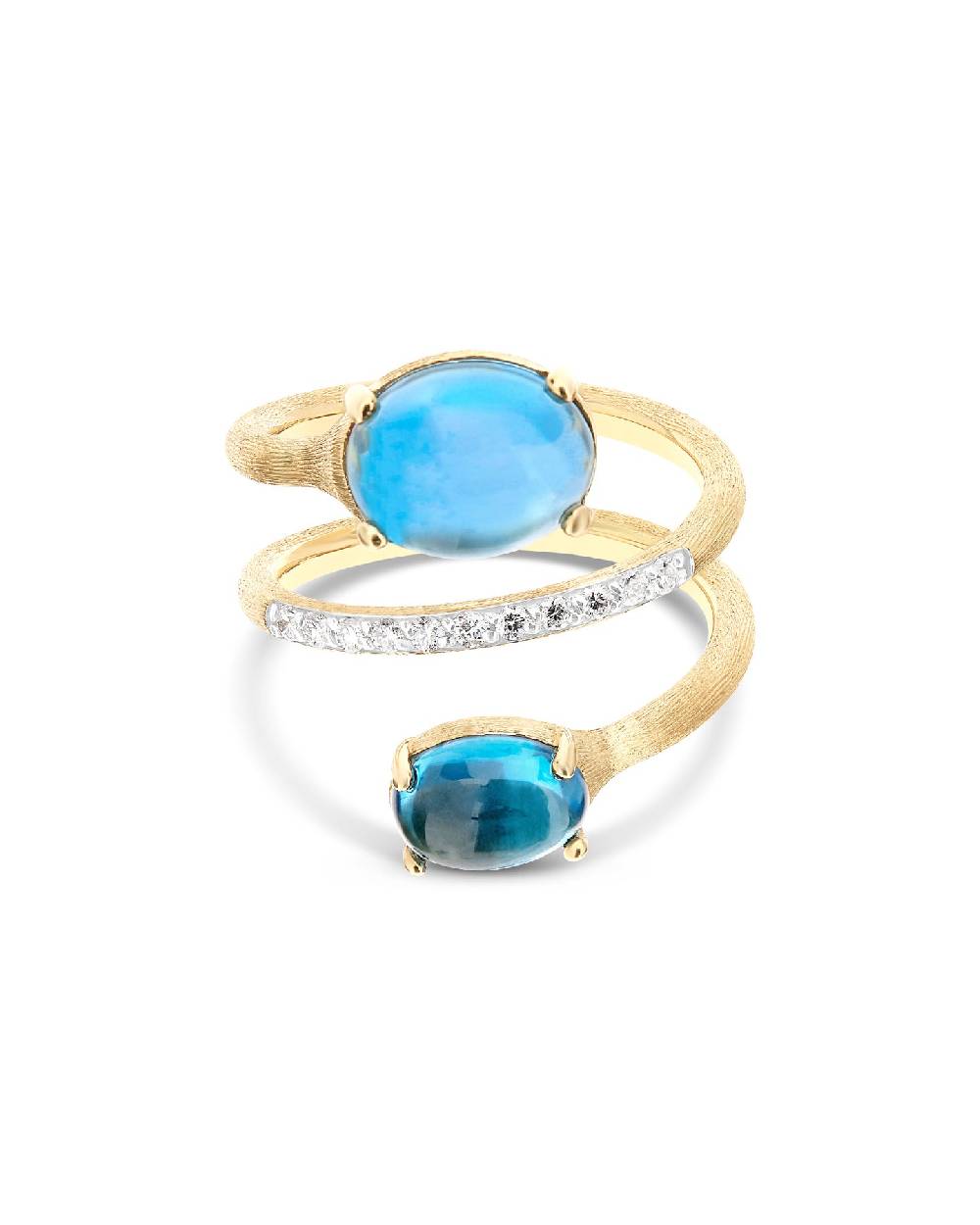 Nanis Anello contrariè "DANCING AZURE" in oro, diamanti e topazio London blu – Nanis Italian Jewels Offerta San Valentino