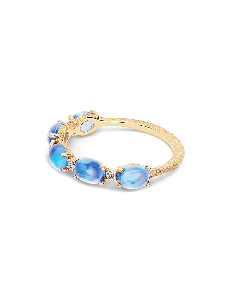 Nanis Anello "DANCING AZURE" con boules in oro, diamanti e topazio London bl – Nanis Italian Jewels Offerta migliore