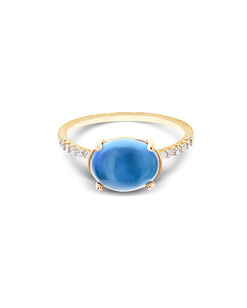 Nanis Anello "DANCING AZURE" in oro, diamanti e topazio London blu (grande) – Nanis Italian Jewels Latest fashion