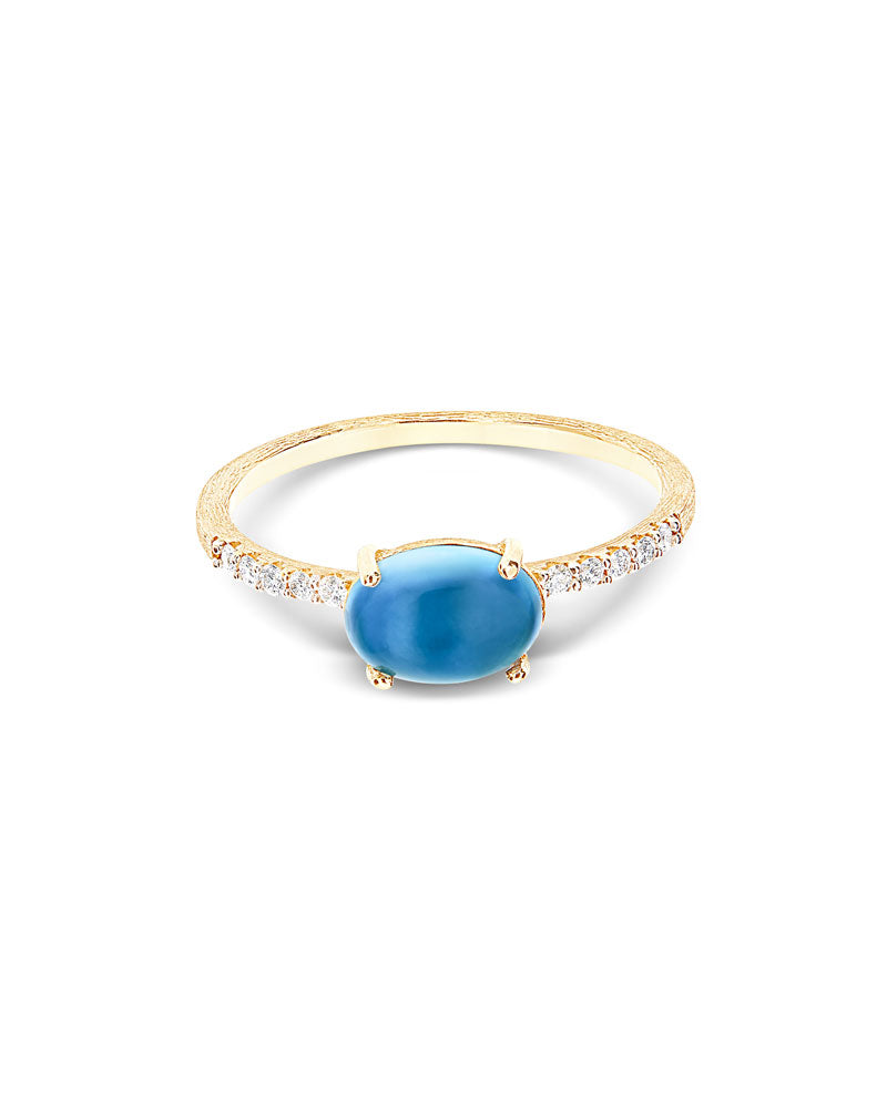 Nanis Anello "DANCING AZURE" in oro, diamanti e topazio London blu (medio) – Nanis Italian Jewels Online Outlet