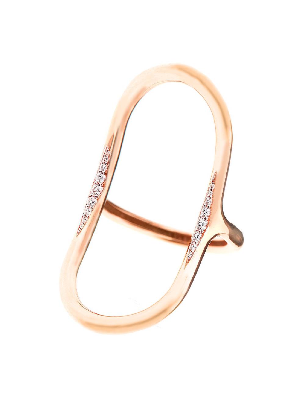 Nanis Anello "LIBERA" di design ovale aperto in oro rosa e diamanti – Nanis Italian Jewels
