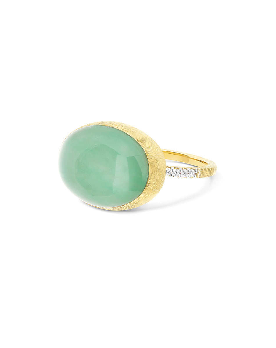 Nanis Anello Lattementa "Boules" in oro inciso, diamanti, cristallo di rocca – Nanis Italian Jewels