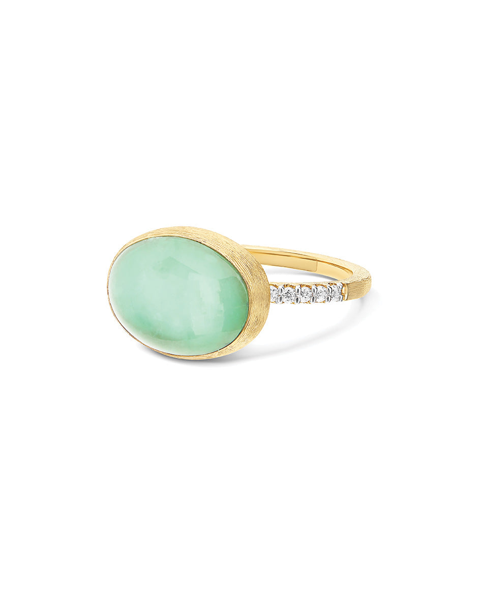Nanis Anello Lattementa "Boules" in oro inciso, diamanti, cristallo di rocca – Nanis Italian Jewels