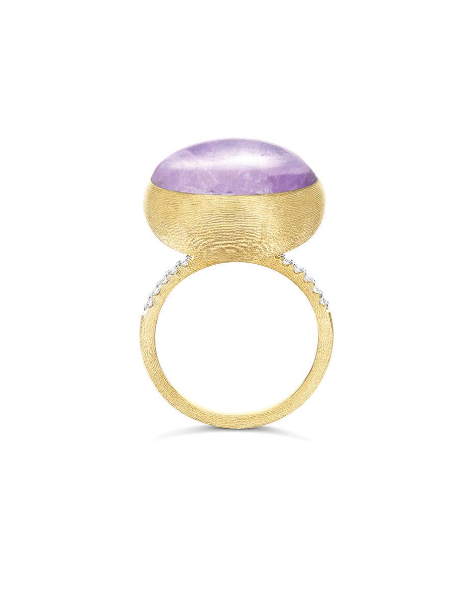 Nanis Anello Violetta "Boules" in oro inciso, diamanti, lepidolite e madrepe – Nanis Italian Jewels Spedizione gratuita