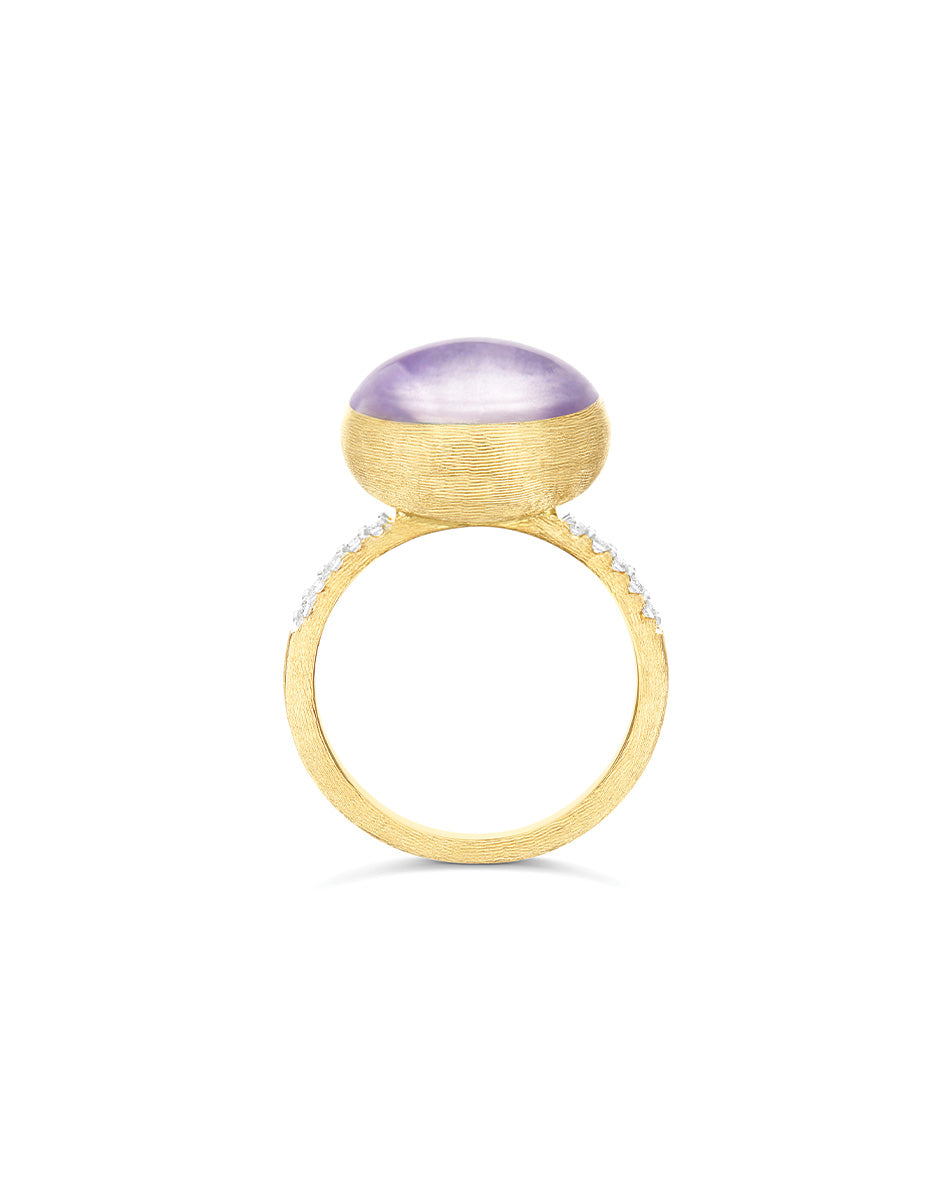 Nanis Anello Violetta "Boules" in oro inciso, diamanti, lepidolite e madrepe – Nanis Italian Jewels Sconto di tempo limitato