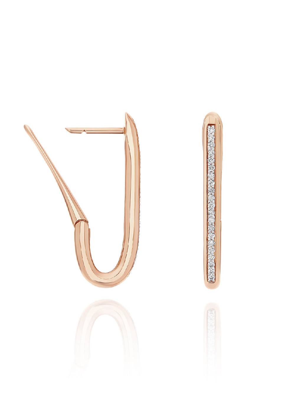 Nanis Orecchini a cerchio "libera" squadrati medi in oro rosa e diamanti – Nanis Italian Jewels Grandi sconti