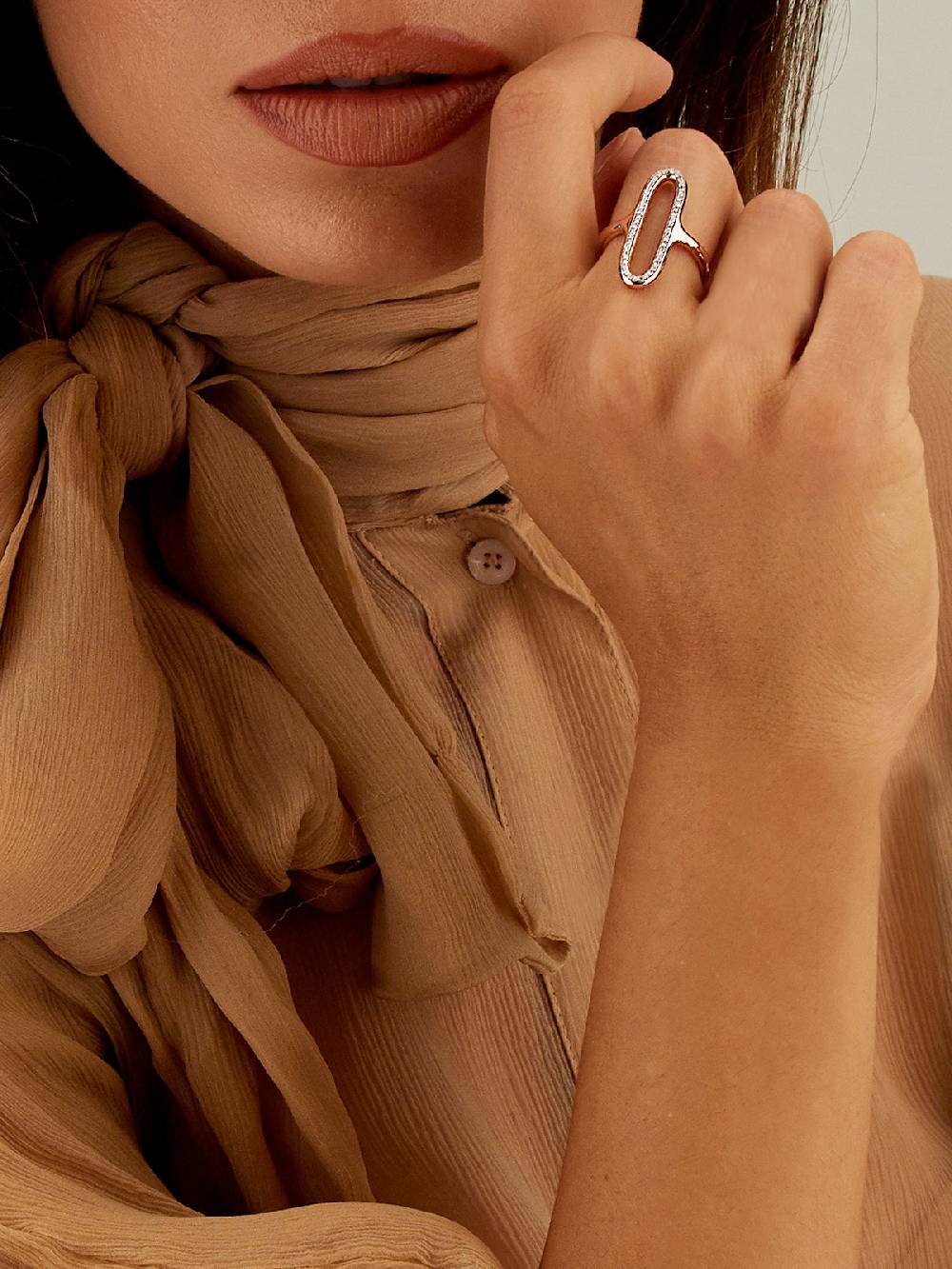 Nanis Anello "libera" con elemento ovale in oro rosa e diamanti (grande) – Nanis Italian Jewels Offerte speciali