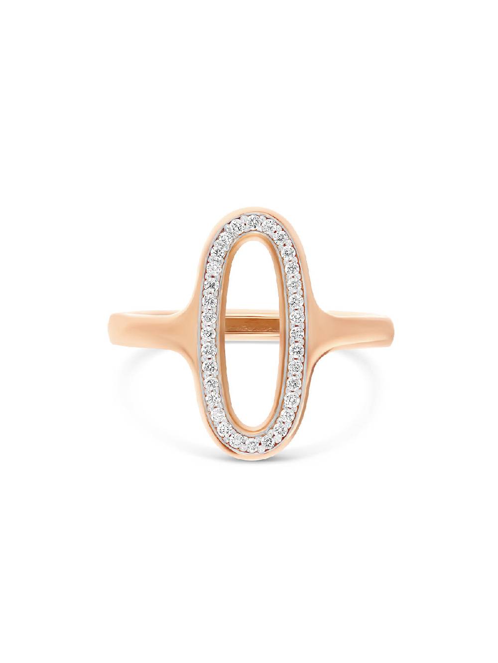 Nanis Anello "libera" con elemento ovale in oro rosa e diamanti (piccolo) – Nanis Italian Jewels