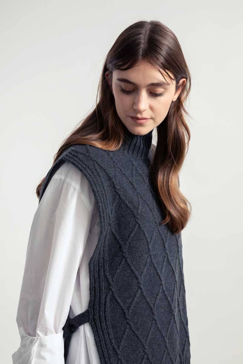 Rifò DELIA Gilet Collo Alto Lana Rigenerata In Linea