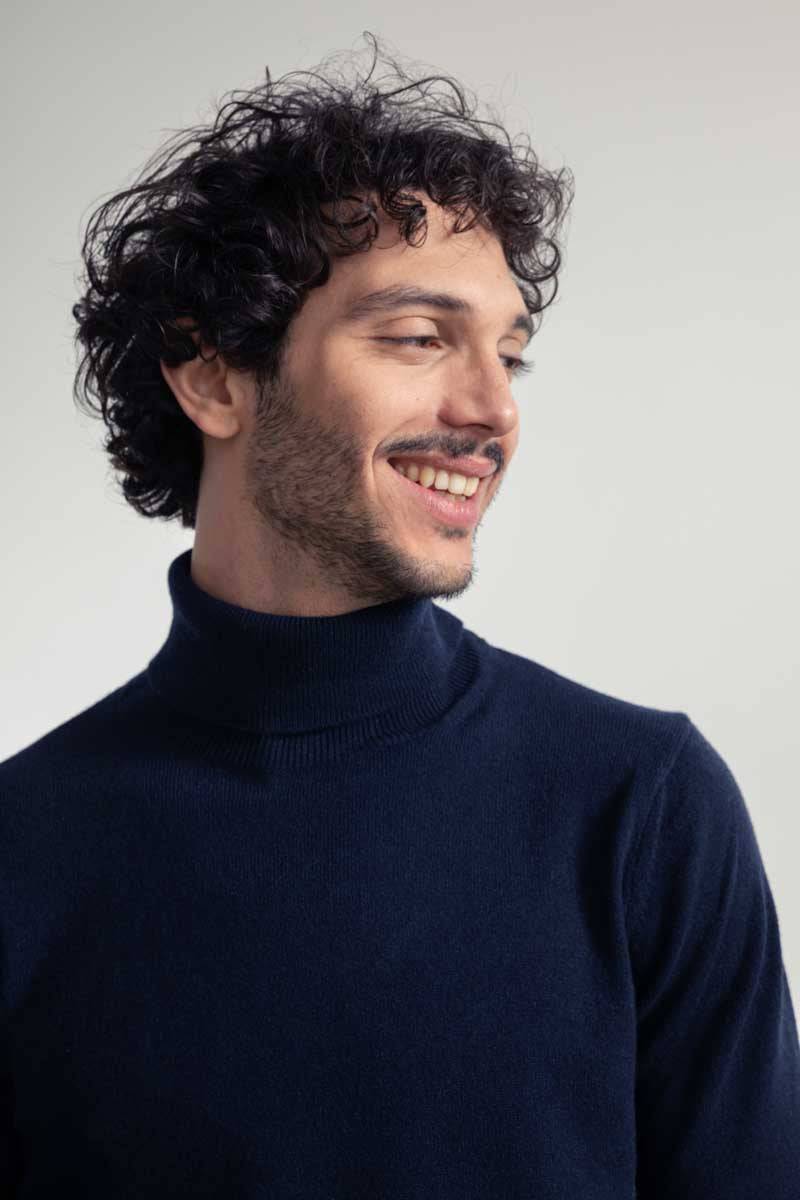 Rifò ALBERTO Maglia Collo Alto Uomo Cashmere Rigenerato Vendita