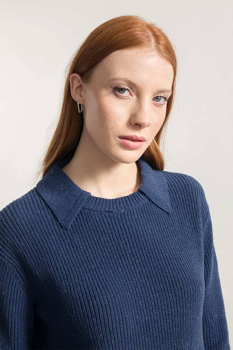 Rifò MARTINA Maglia Cropped Donna Cotone Jeans Rigenerato In Vendita