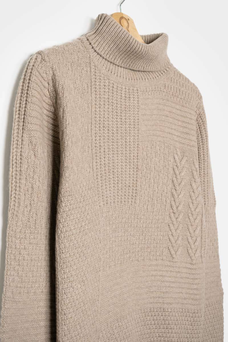 Rifò BARTOLOMEO Maglia Collo Alto Uomo Cashmere Rigenerato Nuova