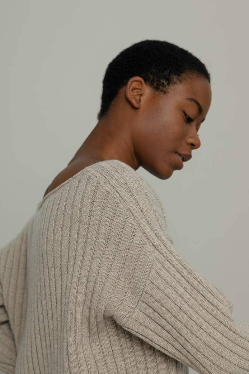 Rifò LUCE Maglia Scollo a Barca Donna Cashmere Rigenerato Vendita Calda