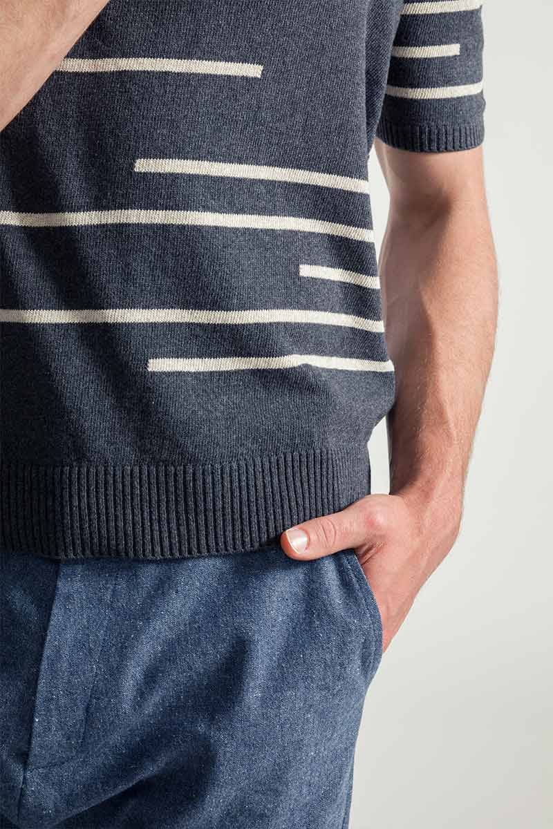 Rifò ADONE Maglia Righe Uomo Cotone Rigenerato Soddisfazione Garantita
