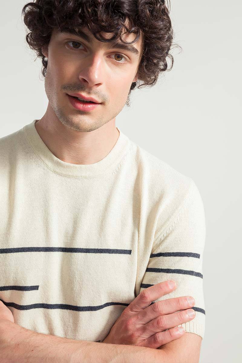 Rifò ADONE Maglia Righe Uomo Cotone Rigenerato Smaltimento dello stoccaggio