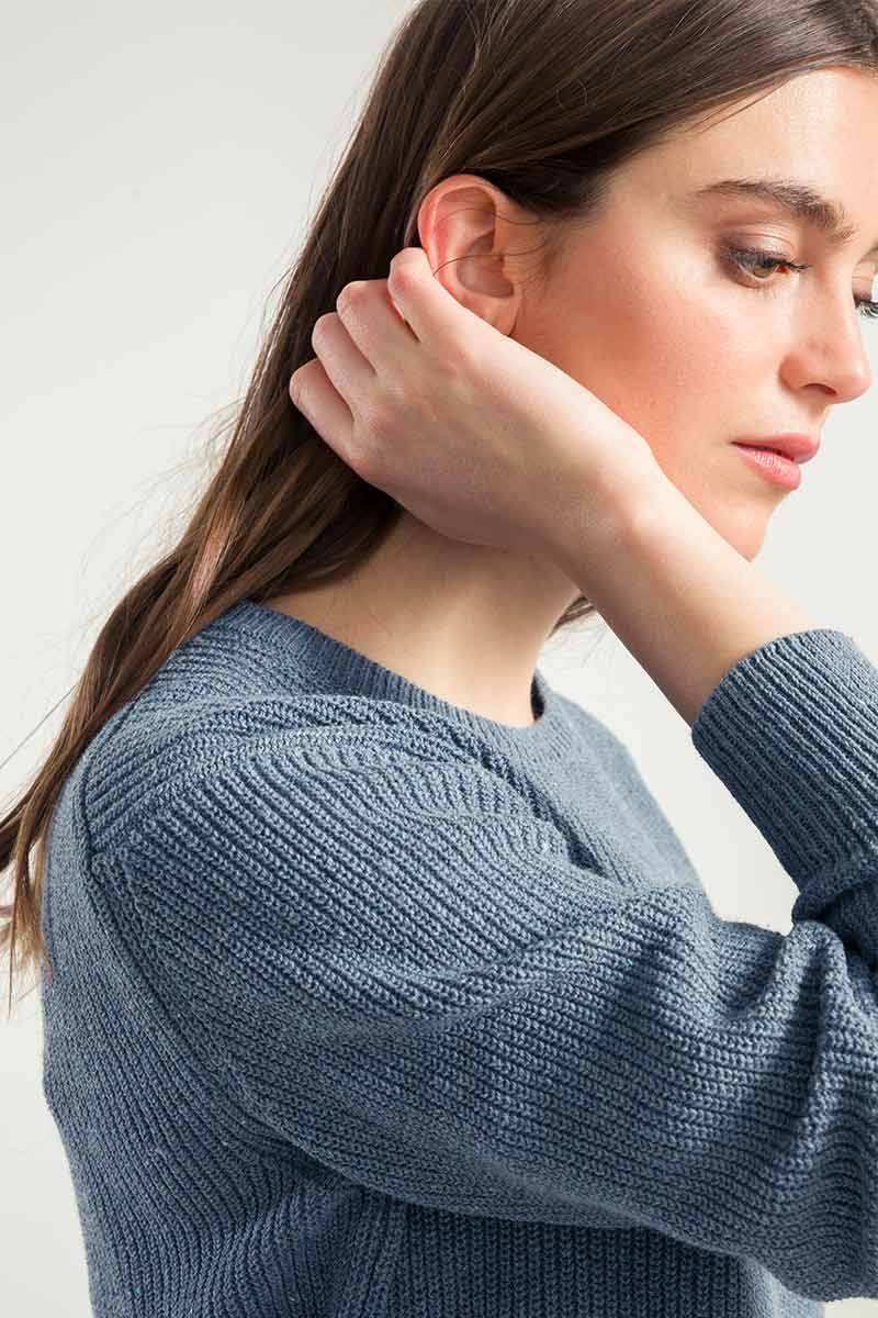 Rifò RACHELE Maglia Girocollo Donna Cotone Jeans Rigenerato Acquista Ora