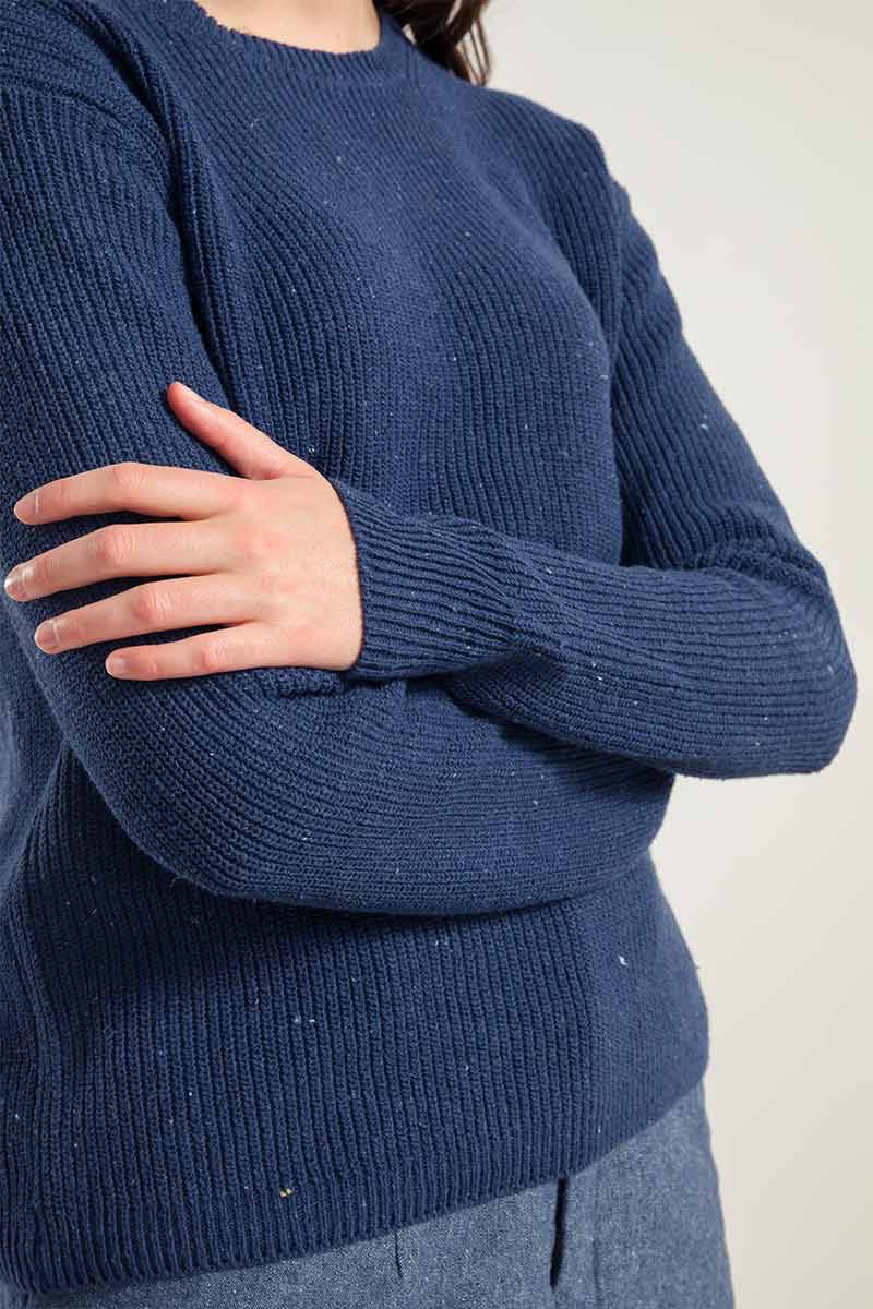 Rifò RACHELE Maglia Girocollo Donna Cotone Jeans Rigenerato Consegna Veloce