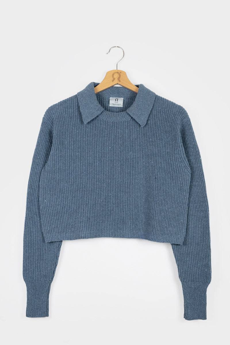 Rifò MARTINA Maglia Cropped Donna Cotone Jeans Rigenerato I Più Venduti