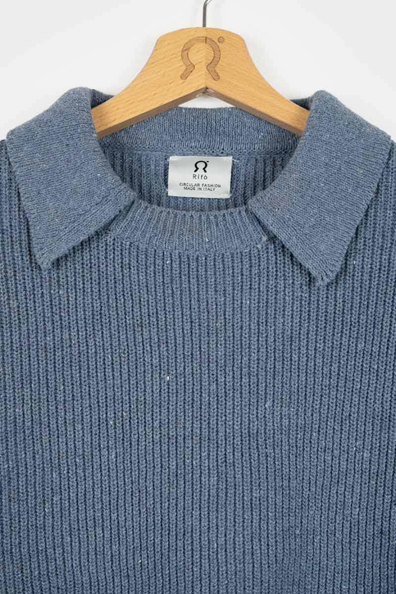 Rifò MARTINA Maglia Cropped Donna Cotone Jeans Rigenerato I Più Venduti