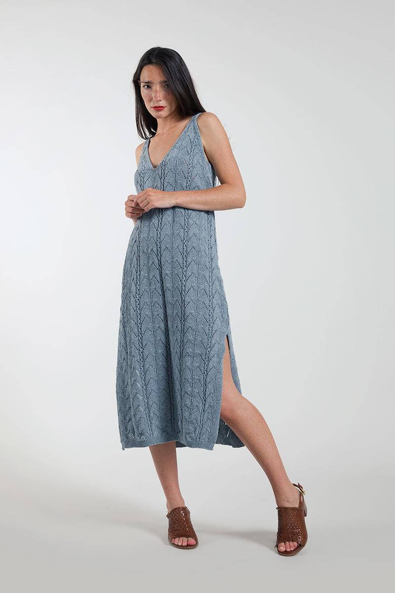 Rifò LOLA Abito in Maglia Cotone Jeans Rigenerato Nuovo