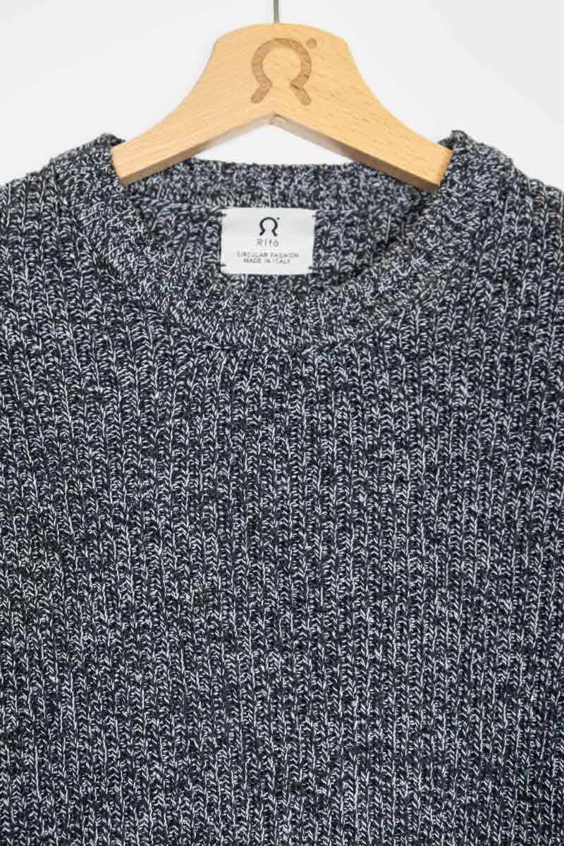 Rifò DARIA Maglia Donna Cotone Jeans Rigenerato Pezzi Unici