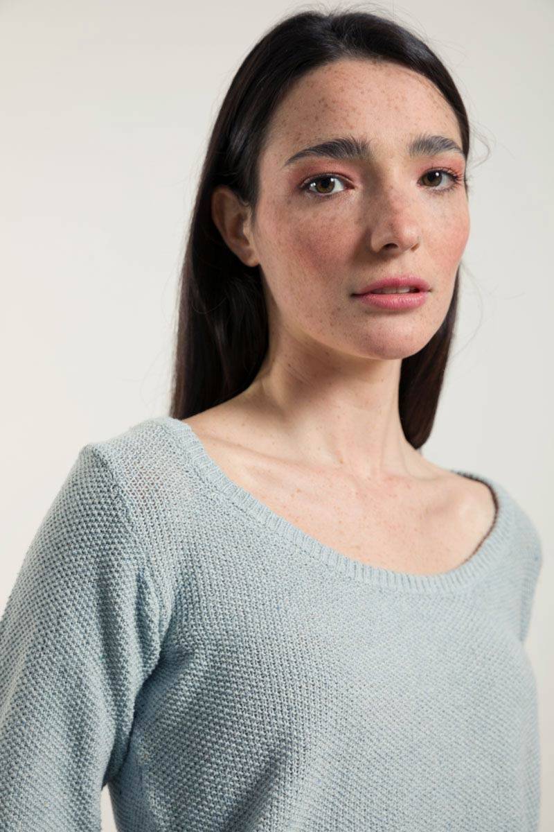Rifò GRAZIA Maglia Donna Cotone Jeans rigenerato Consegna Veloce
