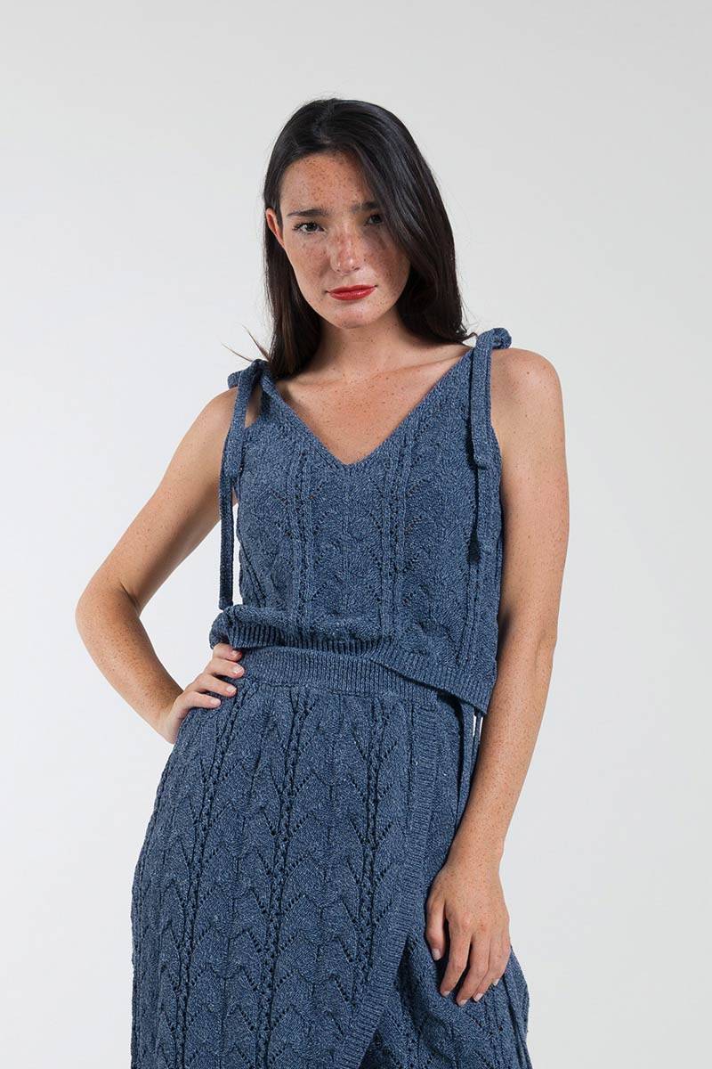 Rifò RENÉ Top Donna Cotone Jeans Rigenerato