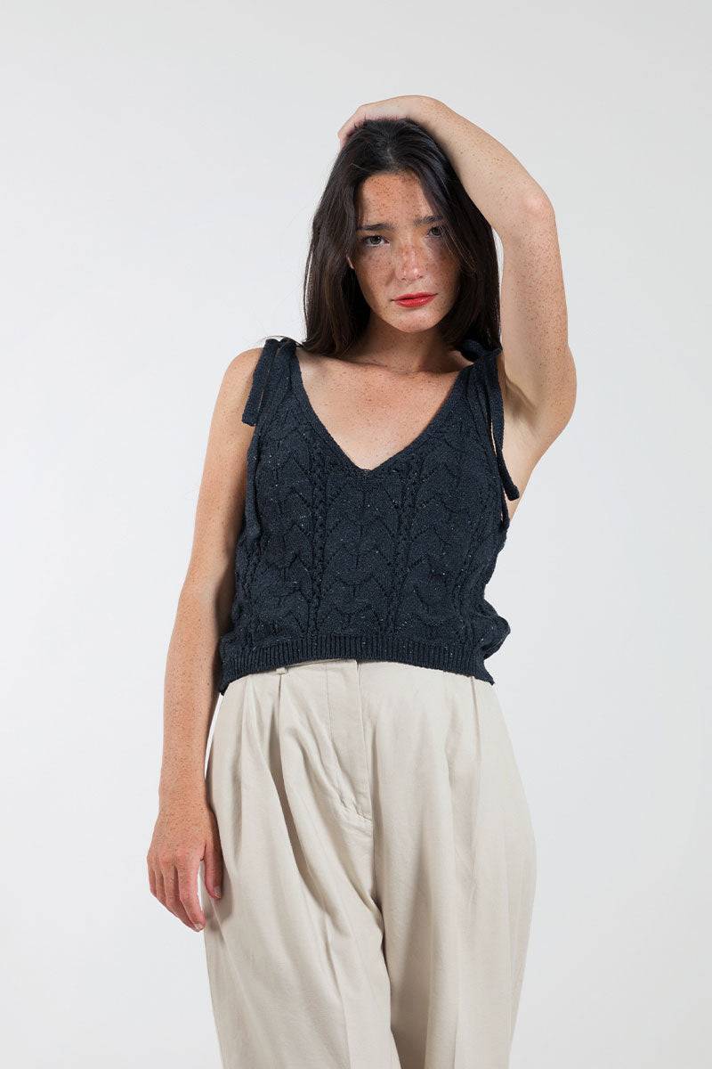 Rifò RENÉ Top Donna Cotone Jeans Rigenerato Fino Al -60%