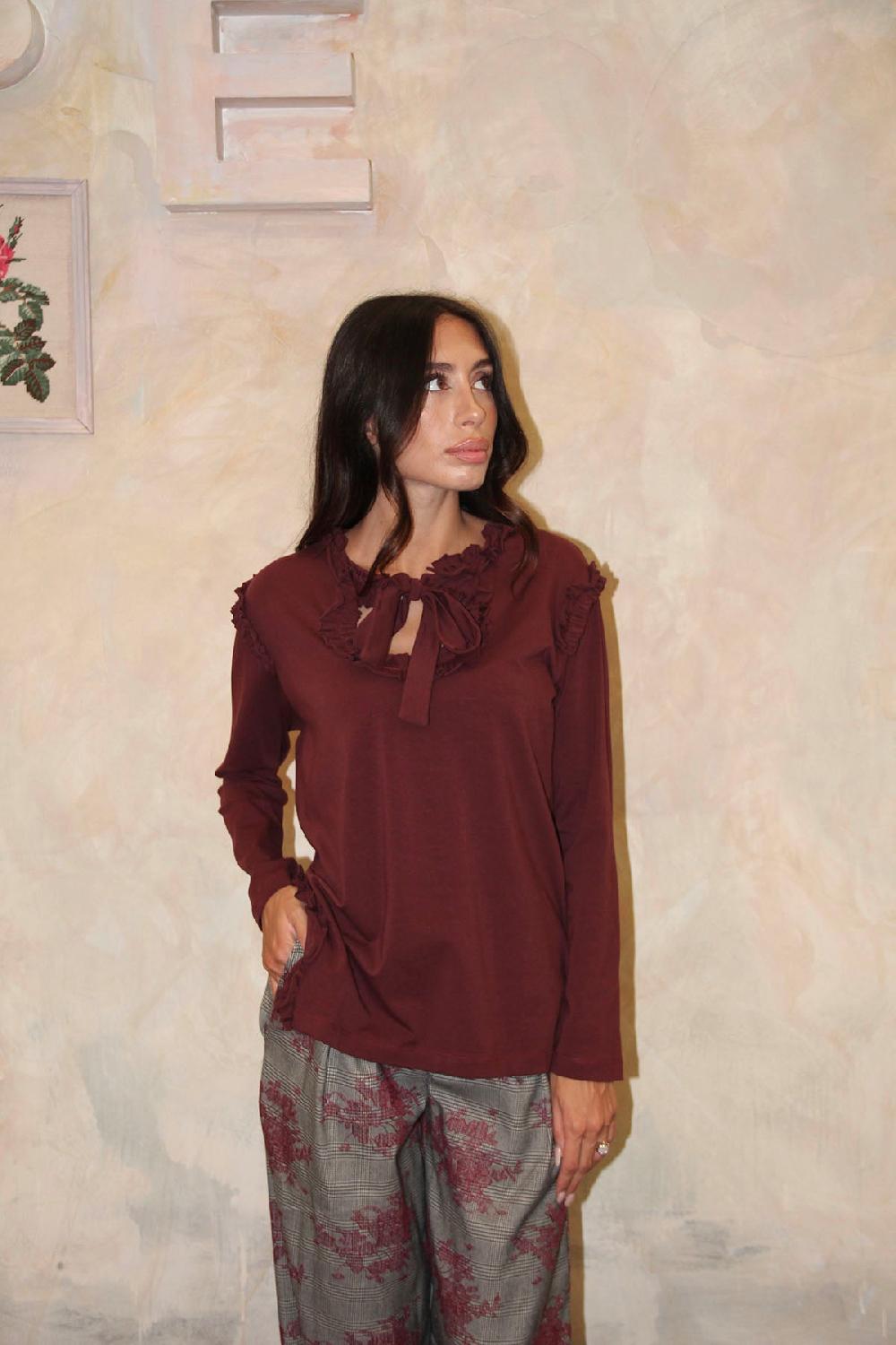 ROSÈ A POIS Ricchi e Poveri T-shirt Bordeaux Fino Al -60%