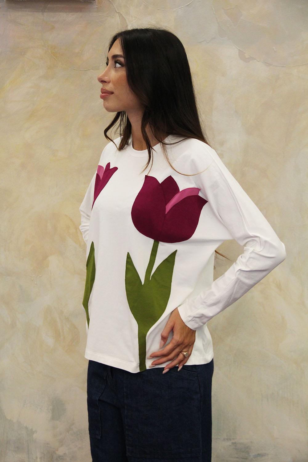 ROSÈ A POIS Abba T-shirt Bianco Qualità