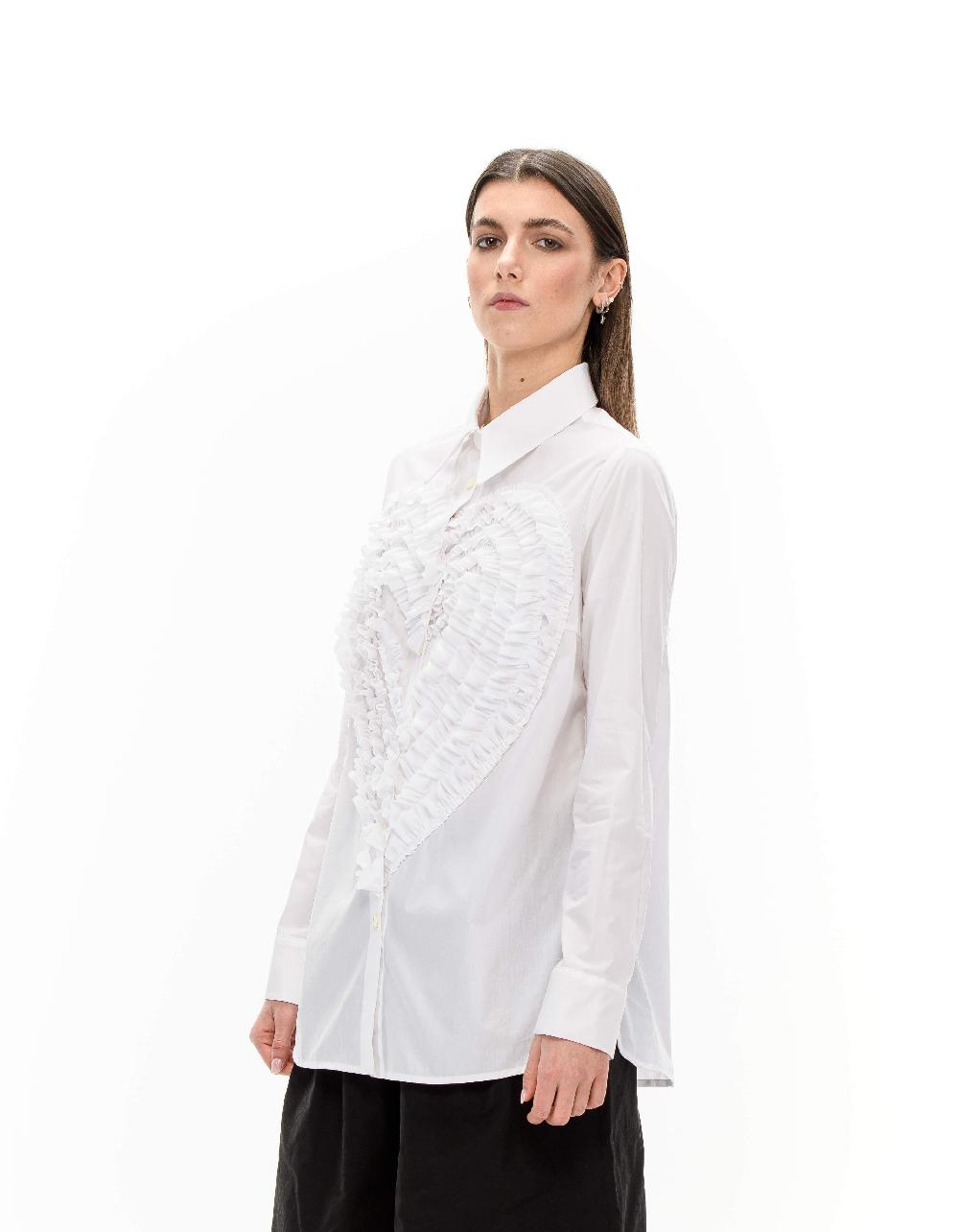 ROSÈ A POIS ENDORA Camicia bianca maxi-cuore Promozione