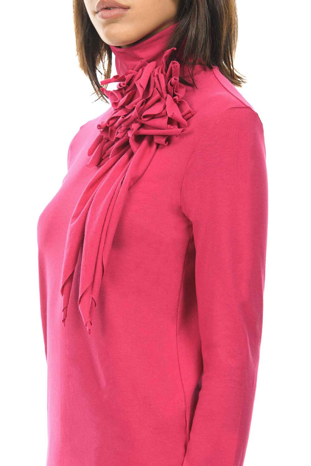 ROSÈ A POIS MAGO' Dolcevita con maxi fiore Shopping Online
