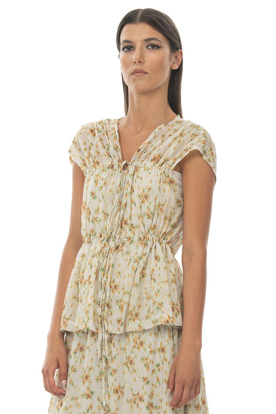 ROSÈ A POIS Riccioli D'Oro Chiffon Top Saldi
