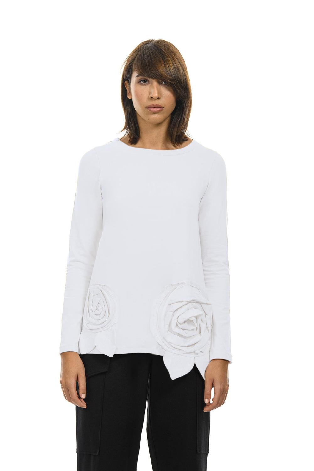 ROSÈ A POIS PIMPINELLA T-shirt con rose 2025