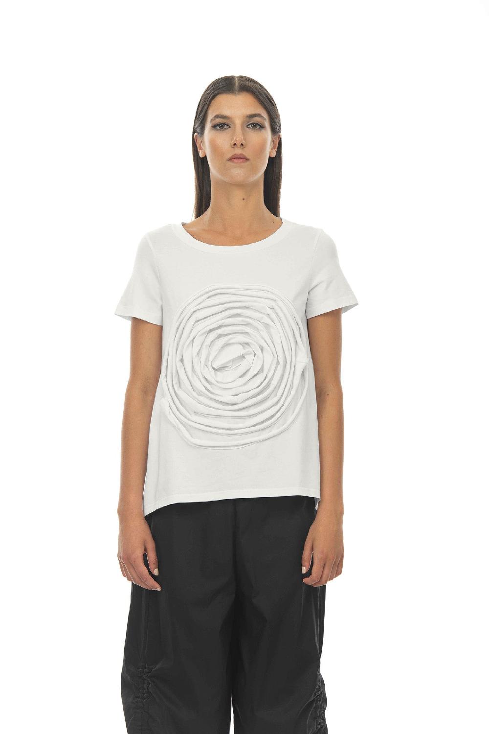ROSÈ A POIS PESCA T-shirt con extra rosa Vendita Calda