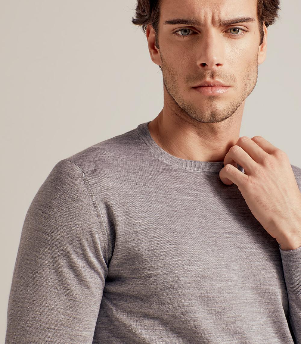 S.Moritz GIROCOLLO LANA SETA CASHMERE - GRIGIO Vendite Flash