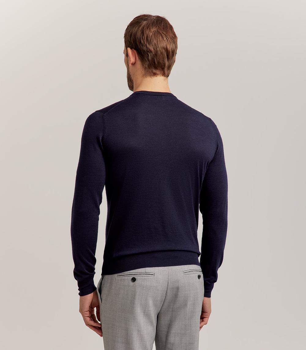 S.Moritz GIROCOLLO LANA SETA CASHMERE - BLU NAVY In Saldo