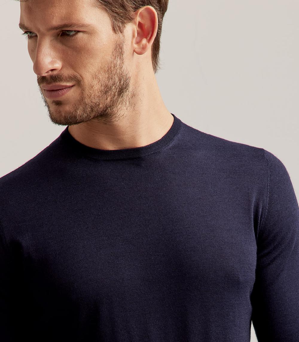 S.Moritz GIROCOLLO LANA SETA CASHMERE - BLU NAVY In Saldo